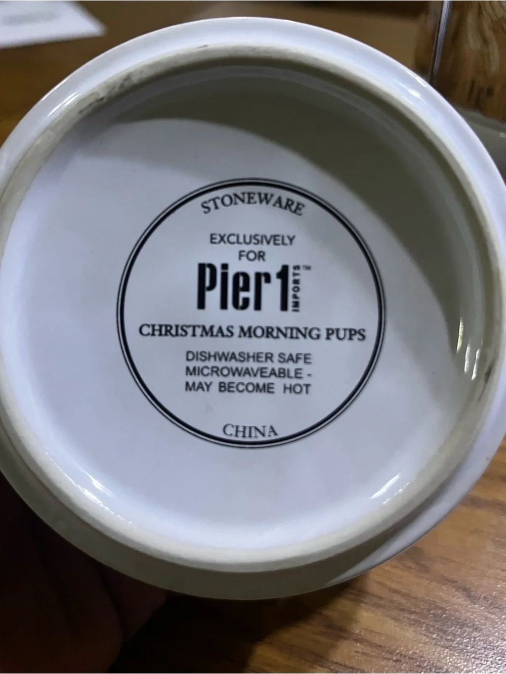 Pier 1 Imports Stackable White Christmas Morning Pups Stoneware Mug Set
